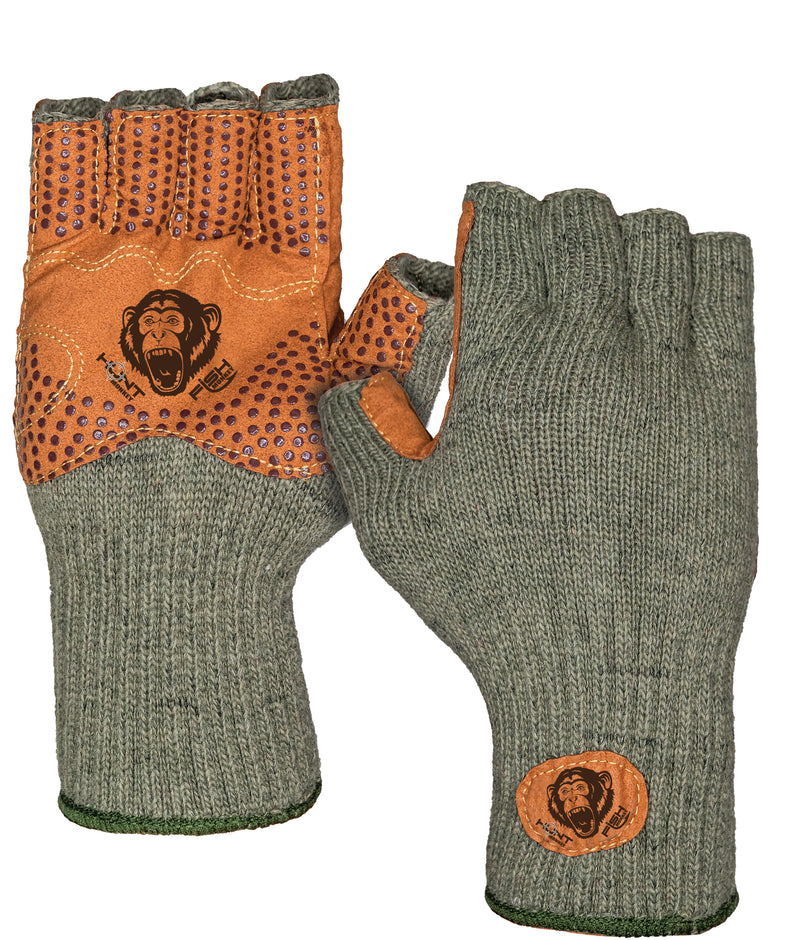	“Wooly Half Finger glove with exposed fingertips for hunting and fishing”

