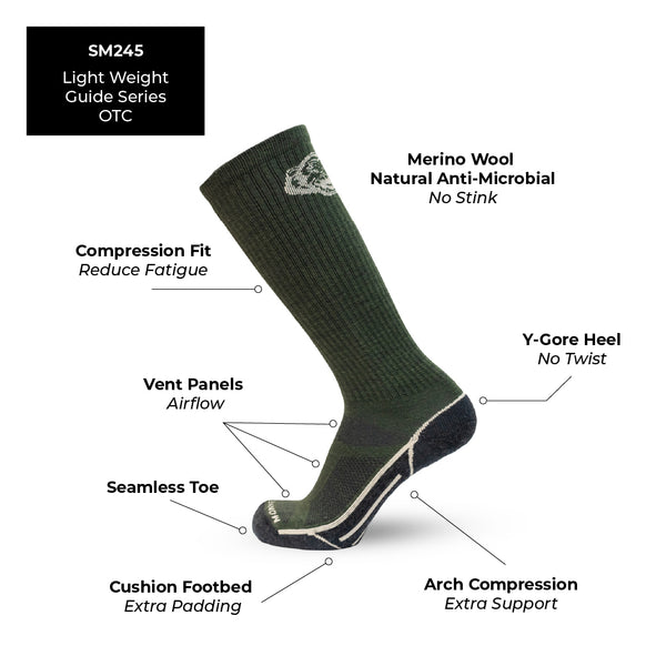 Lightweight Guide Series Over the Calf (OTC) Merino Socks