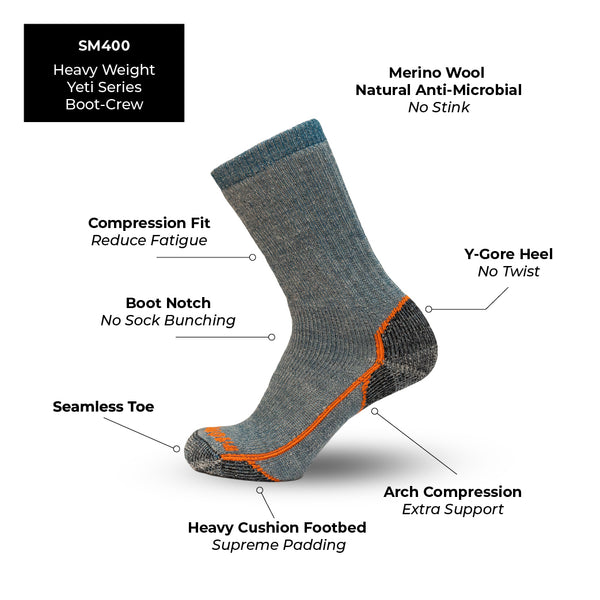 Heavyweight Yeti Series Boot-Crew Merino Socks