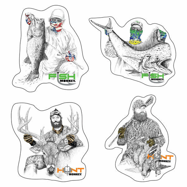 ﻿﻿Fish Monkey and Hunt Monkey Decal Sheet  (4 decals)