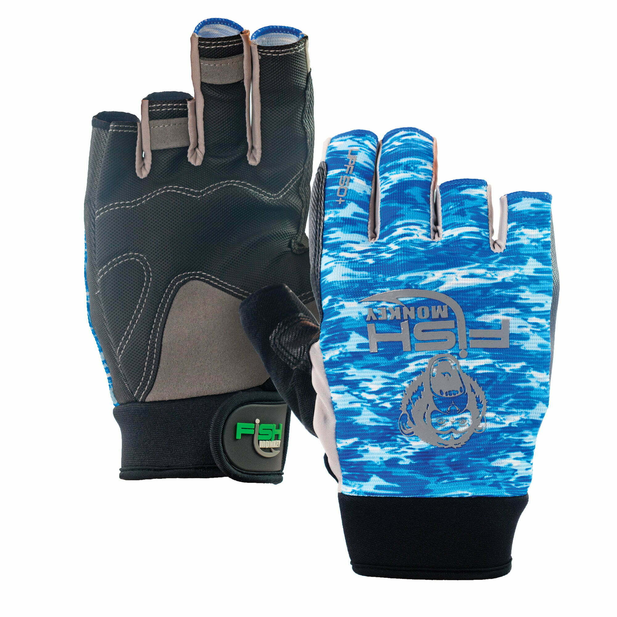 fishing gloves for braided line Fish Monkey The Crusher Jigging Glove - Blue Water Camo